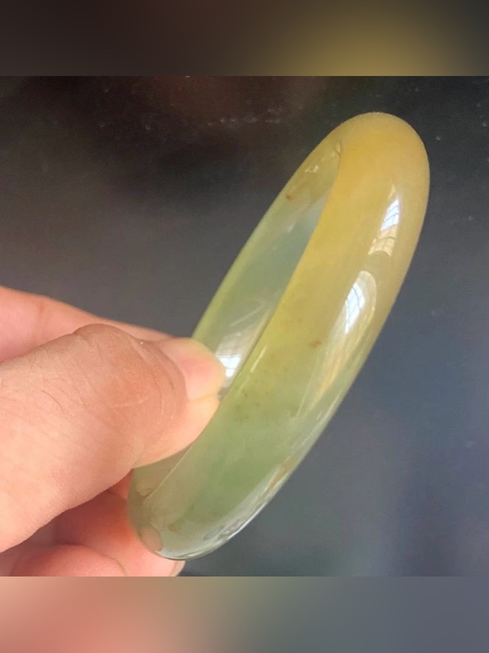 Green and Yellow Jade Bangle Bracelet - Women Jewelry